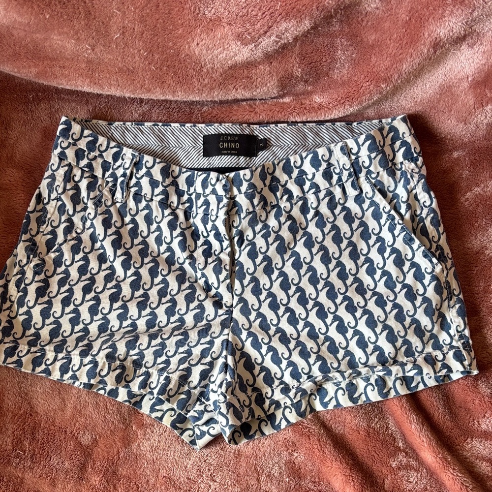 J. Crew Navy Seahorse Print Shorts size 2